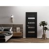 Sartodoors Slab Barn Door Panel 36 x 84in, Matte Black Frosted Glass, Pocket Closet Sliding QUADRO4113S-BLK-3684